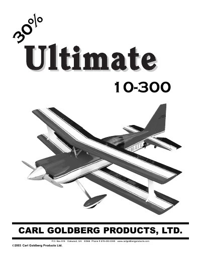 CARL GOLDBERG PRODUCTS 30% Ultimate 10-300 Manual - cover page