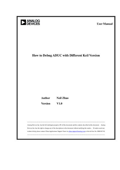 Analog Devices ADuC Debug Guide - cover page