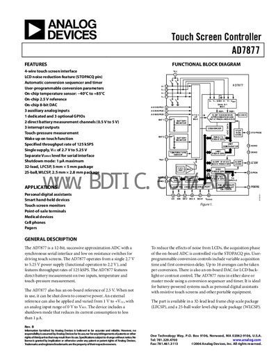 Analog Devices AD7877 Datasheet - cover page