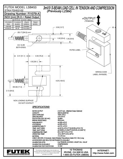 Futek LSB453 Load Cell Data Sheet - cover page