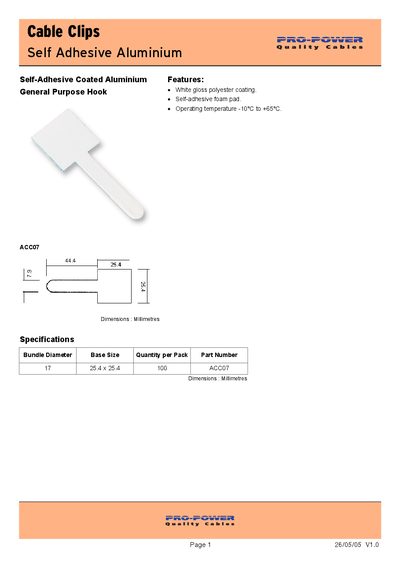 Pro-Power Cable Clips Handbook - cover page