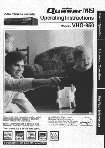 Quasar VHQ-950 Video Cassette Recorder User Manual