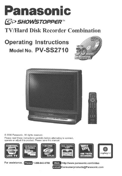 Panasonic PV-SS2710 TV/Hard Disk Recorder Combination Operating Instructions - cover page