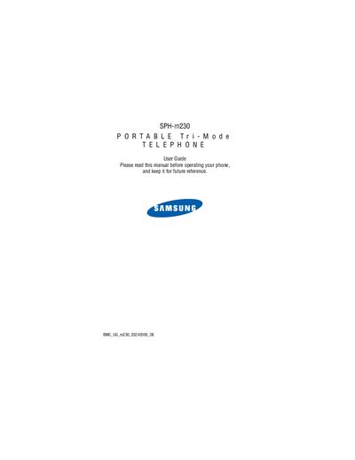 Samsung SPH-m230 User Manual - cover page