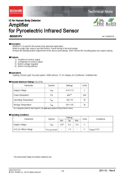 ROHM BD9251FV Datasheet - cover page