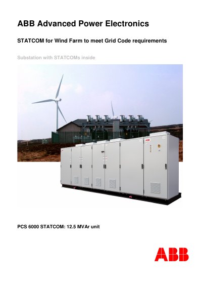 ABB PCS 6000 STATCOM 12.5 MVAr Product Leaflet - cover page