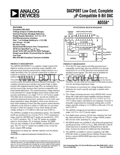 Analog Devices AD558 DACPORT Datasheet - cover page