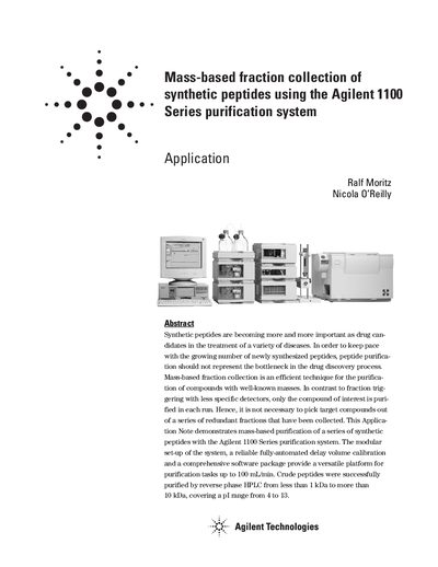 Agilent 1100 Series Mass-based Fraction Collection Application Note - cover page