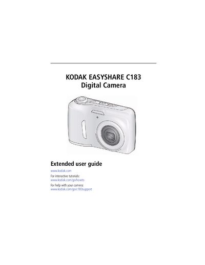 Kodak EasyShare C183 Digital Camera User Guide - cover page