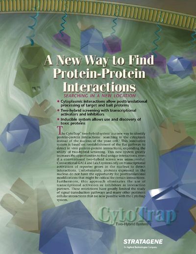 Stratagene CytoTrap Two-Hybrid System User Manual - cover page