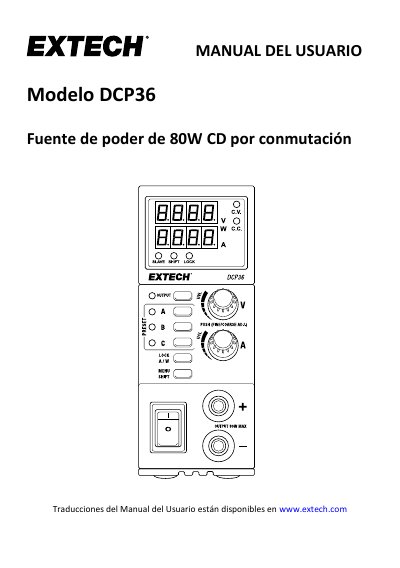 Extech DCP36 80W DC Switching Power Supply User Manual