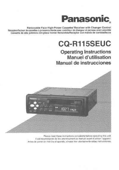 Panasonic CQ-R115SEUC Car Stereo Operating Instructions - cover page
