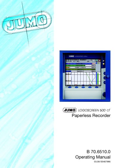 JUMO B 70.6510.0 Paperless Recorder Operating Manual - cover page