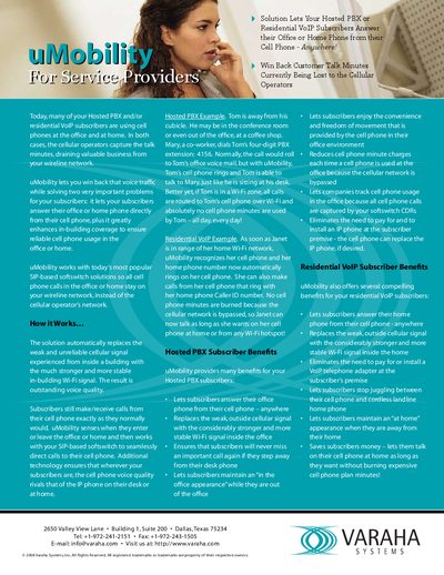 Varaha uMobility Service Provider Product Leaflet