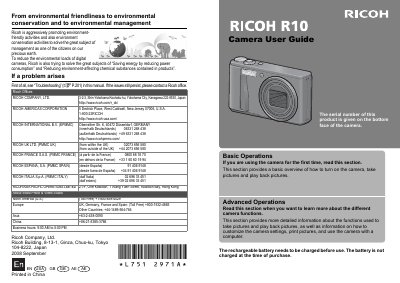 Ricoh R10 Digital Camera User Manual - cover page