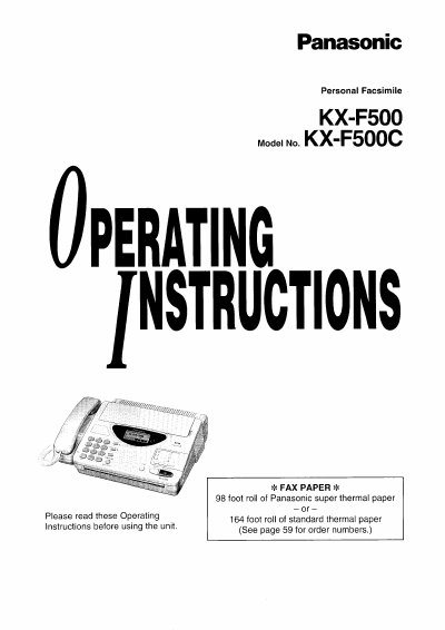 Panasonic KX-F500/KX-F500C Manual - cover page