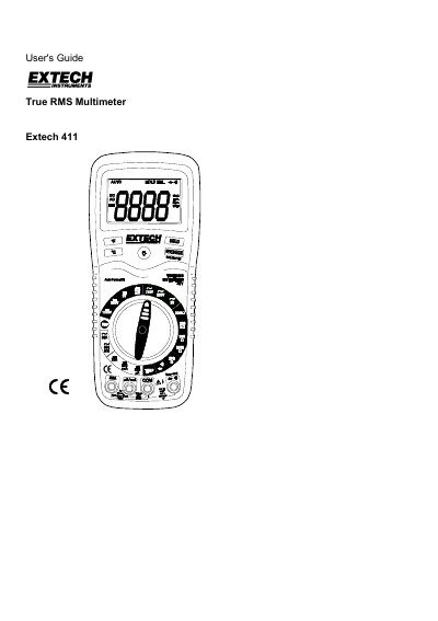 Extech 411 True RMS Multimeter User's Guide - cover page