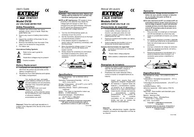 Extech DV30 AC Voltage Detector User's Guide