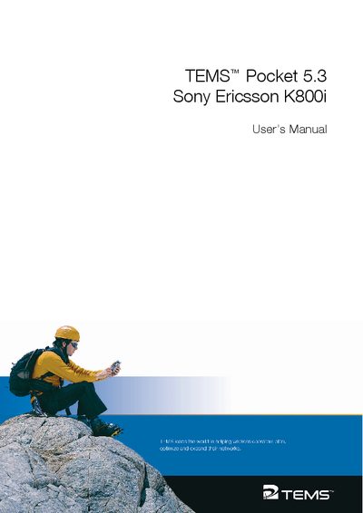 Sony Ericsson K800i TEMS Pocket 5.3 User Manual