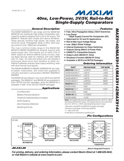 Maxim MAX9140/MAX9141/MAX9142/MAX9144 Datasheet