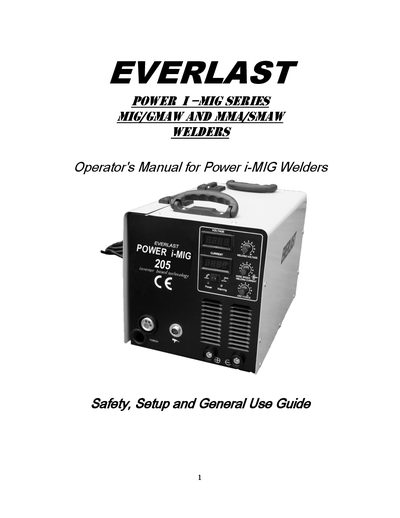 Everlast Power i-MIG Welders Operator's Manual
