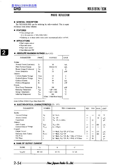 JRC NJL5181K/83K MEMO Datasheet - cover page