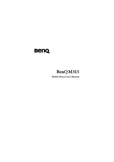 BenQ M315 Mobile Phone User Manual
