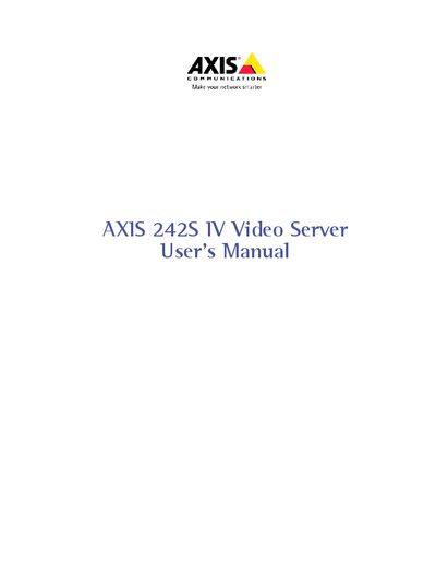 AXIS 242S IV Video Server User Manual - cover page