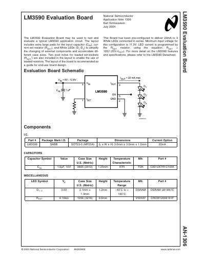 National Semiconductor LM3590 Evaluation Board User Manual