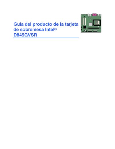 Intel D845GVSR Desktop Board Product Guide - cover page