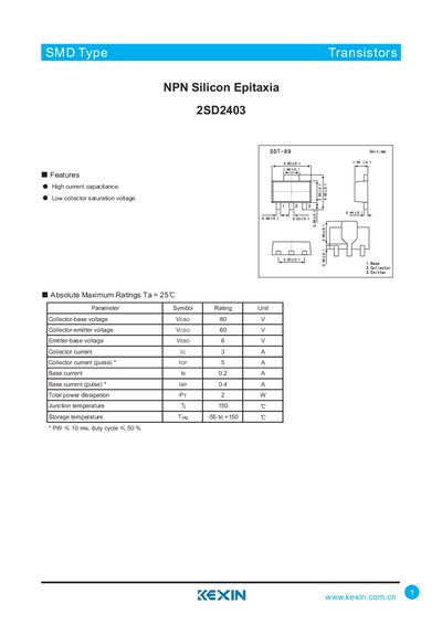 KEXIN 2SD2403 Datasheet - cover page