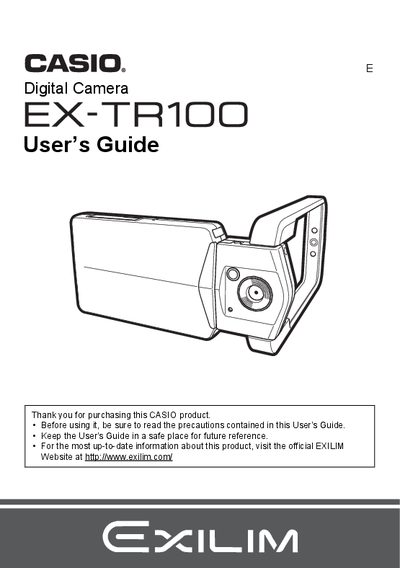 Casio EX-TR100 Digital Camera User's Guide