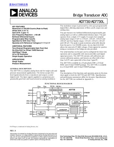ANALOG DEVICES AD7730/AD7730L handbook - cover page