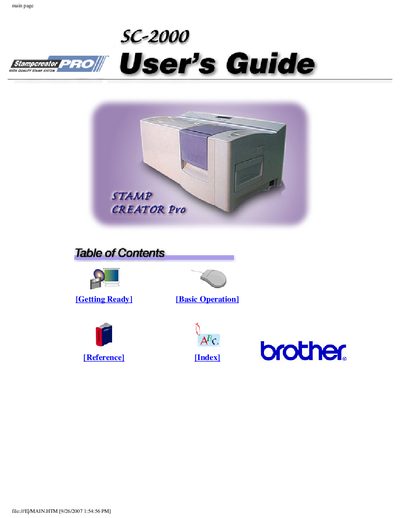 Brother SC-2000 User's Guide - cover page