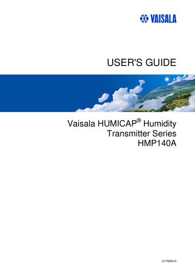 Vaisala HMP140A Humidity Transmitter User Guide - cover page