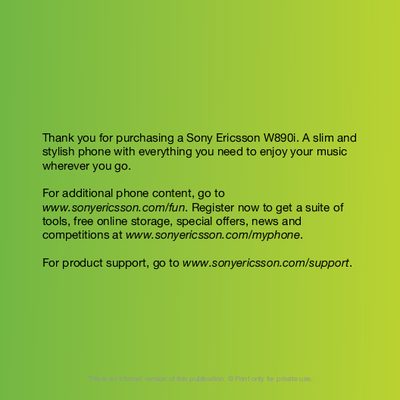 Sony Ericsson W890i Phone User Manual - cover page