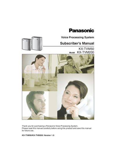 Panasonic KX-TVM50/KX-TVM200 Subscriber's Manual