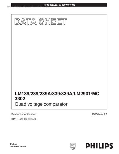 Philips LM139/239/239A/339/339A/LM2901/MC3302 Quad Voltage Comparator Datasheet - cover page