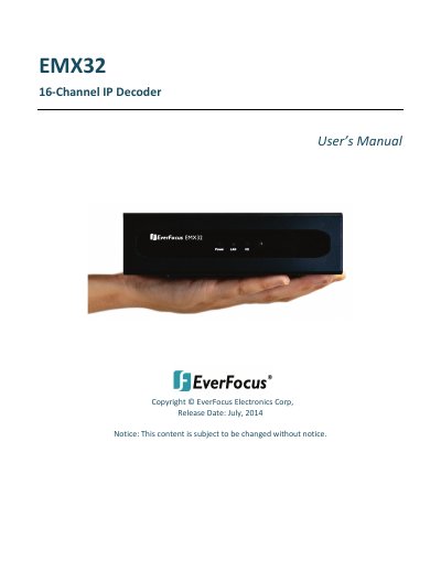 EverFocus EMX32 IP Decoder User Manual - cover page