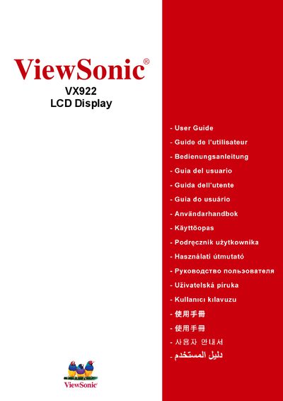 ViewSonic VX922 LCD Display User Guide - cover page