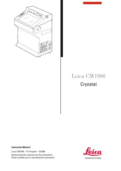 Leica CM1900 Cryostat User Manual - cover page