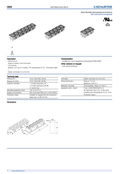 SCHURTER 0909 Distribution Units Datasheet - cover page