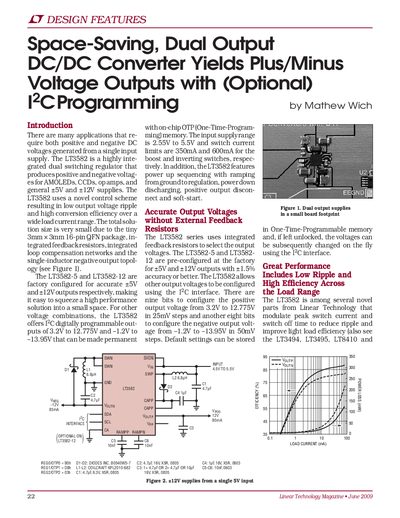 Analog Devices LT3582 Dual Output DC/DC Converter Datasheet - cover page