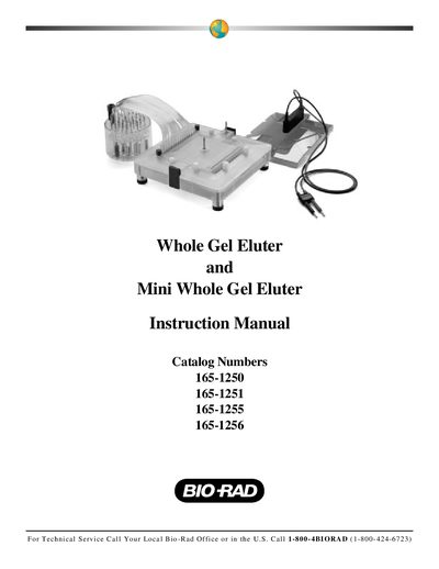 Bio-Rad Whole Gel Eluter Mini Whole Gel Eluter Instruction Manual - cover page