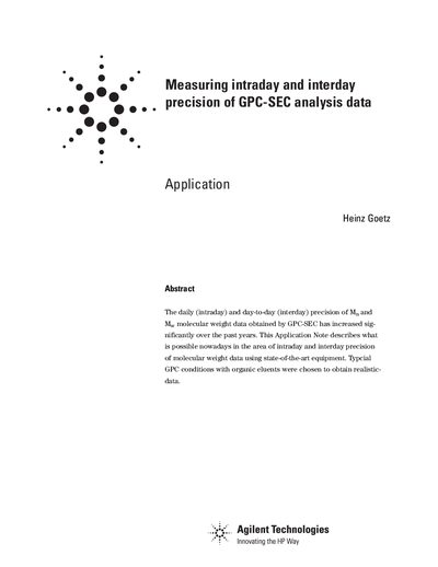 Agilent 1100 Series GPC-SEC Application Note - cover page