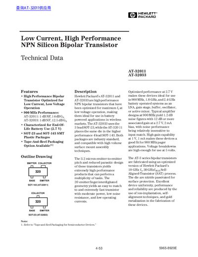 Hewlett Packard AT-32011/AT-32033 Technical Data Datasheet - cover page