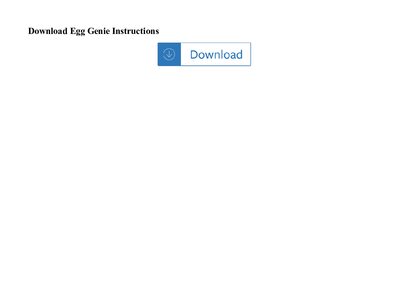 Emson Egg Genie Egg Cooker User Manual