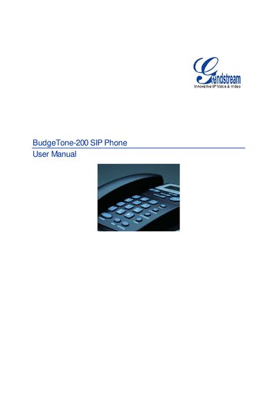 Grandstream BudgeTone-200 SIP Phone User Manual - cover page