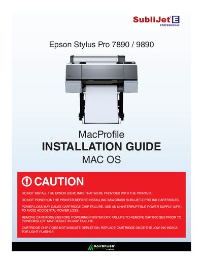 Epson Stylus Pro 7890/9890 Installation Guide - cover page