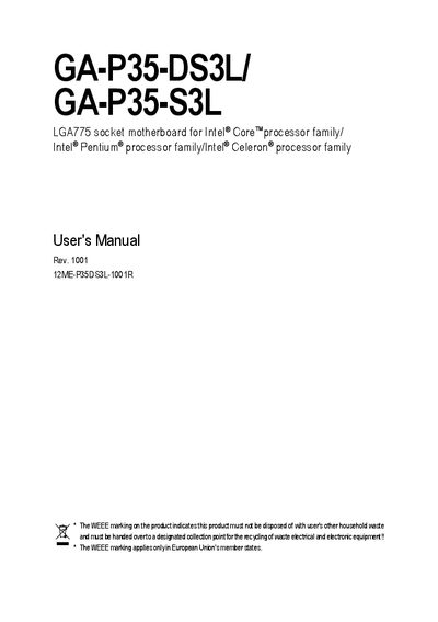 Gigabyte GA-P35-DS3L/GA-P35-S3L User Manual - cover page